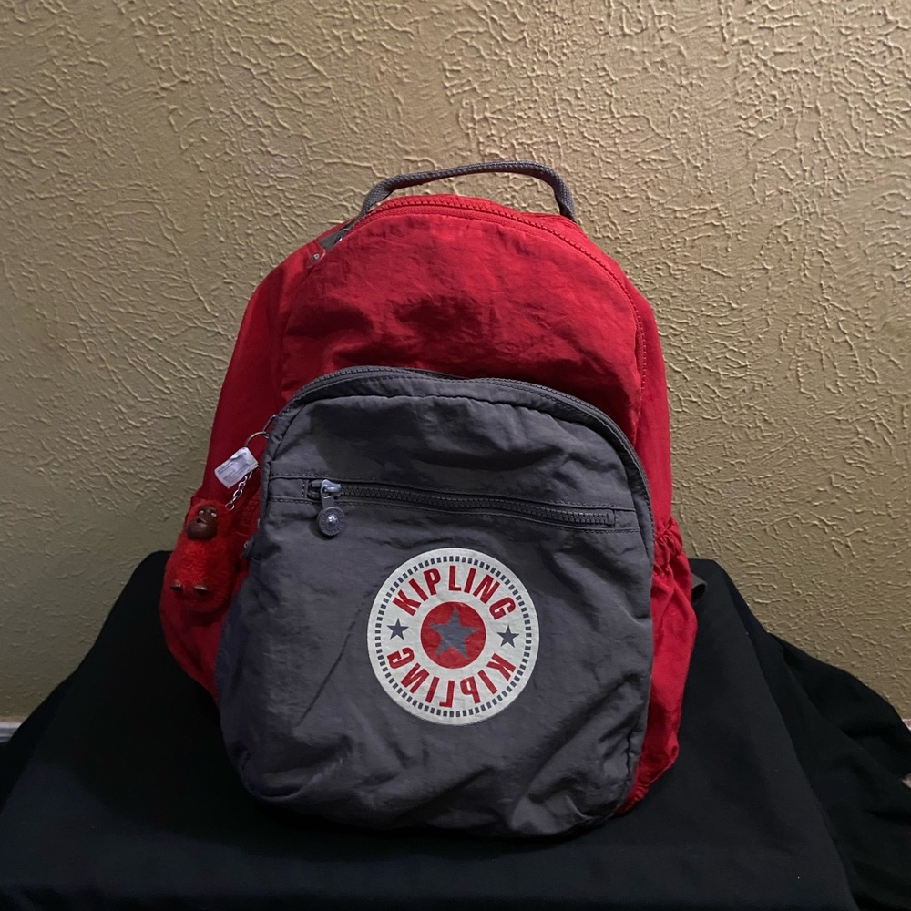 Kipling Red and Gray Backpack